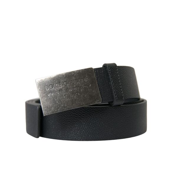 Dolce & Gabbana Brown Leather Silver Metal Buckle Belt main image 0